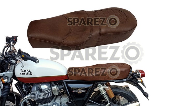 Royal Enfield GT Continental and Interceptor 650 Genuine Leather Dual Seat Brown - SPAREZO